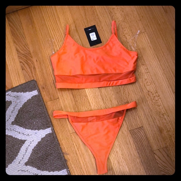 🔥 Orange high waisted two piece bathing suit 🔥 - Picture 1 of 2